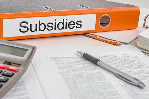Folder with the label Subsidies Стоковые фото