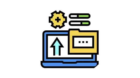 Folder laptop color icon animation Stock Footage 157277738