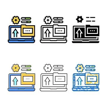 Folder laptop color icon simplified vector sign Stock Illustration
