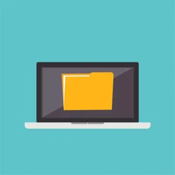 Folder on laptop. Directory icon. Stock Illustration