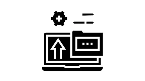 Folder laptop glyph icon animation Stock Footage 157315453