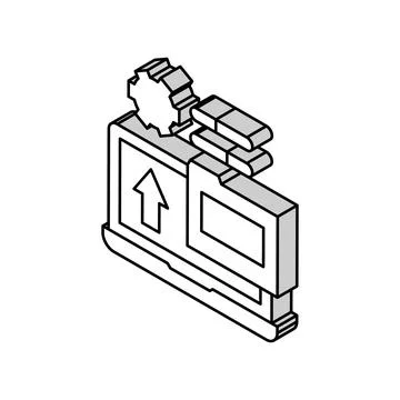 Folder laptop isometric icon vector illustration sign Stock Illustration