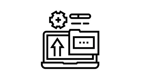 Folder laptop line icon animation Stock Footage 157278639