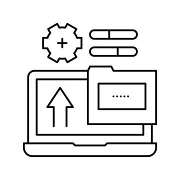 Folder laptop line icon vector illustration sign Stock Illustration