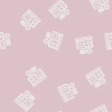 Folder laptop line seamless pattern sign イラスト素材