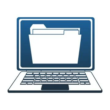 Folder in laptop screen blue lines Illustrazione stock