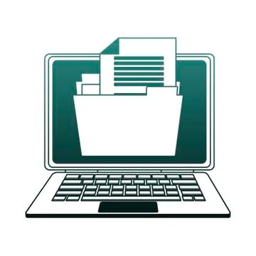 Folder on laptop screen blue lines 库存插图