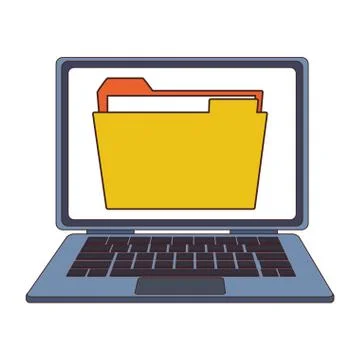 Folder in laptop screen 스톡 일러스트