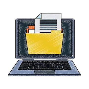 Folder on laptop screen scribble 库存插图