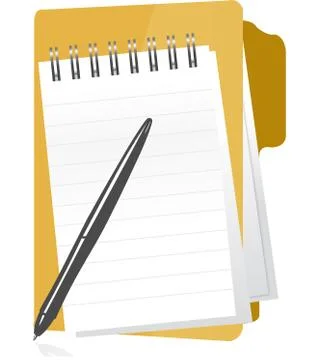 A folder lays open with blank paper Stock Illustration