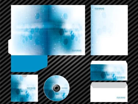 Folder, letterhead, envelope, cover, brochure, catalog, flyer and leaflet. Stock Illustration