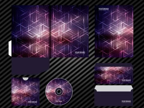 Folder, letterhead, envelope, cover, brochure, catalog, flyer and leaflet. Stock Illustration