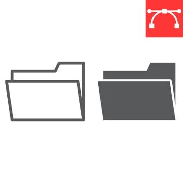 Folder line and glyph icon, ui and button, document sign vector graphics Illustrazione stock