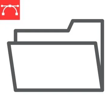Folder line icon, ui and button, document sign vector graphics, editable stroke Stock Illustration