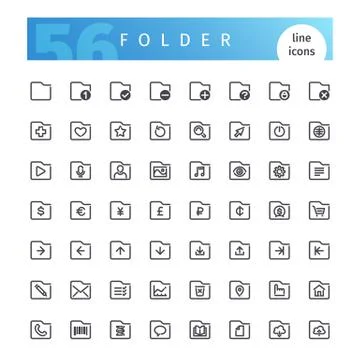 Folder Line Icons Set Stock Illustration