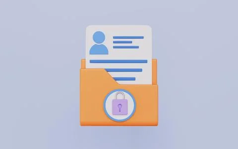 Folder with lock and user profile representing secured account data Stock Illustration