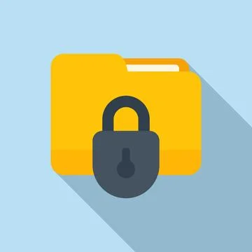 Folder lock icon flat vector. Malware virus Stock Illustration