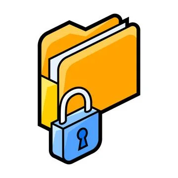 Folder lock icon in isometry. Image for website, app, logo, UI design. Illustrazione stock