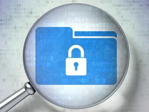 Folder With Lock optical glass on digital background 스톡 일러스트