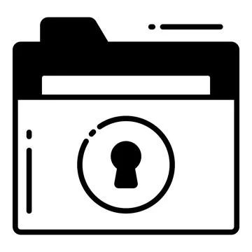 Folder Lock, Protection and security vector icons set cyber computer networ.. Stock Illustration