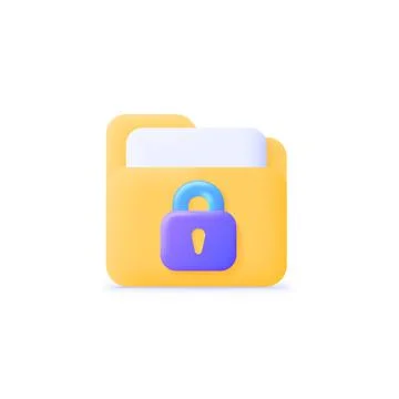 Folder lock on white background. Privacy concept. Vector illustration file. 3d Stock Illustration