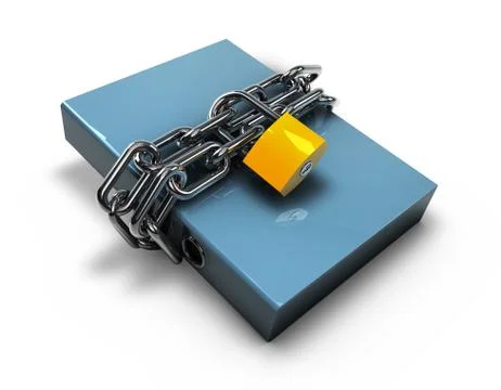 Folder locked by chains isolated over white. Stock Illustration