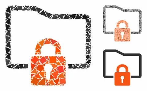 Folder locked Mosaic Icon of Abrupt Elements Stock Illustration