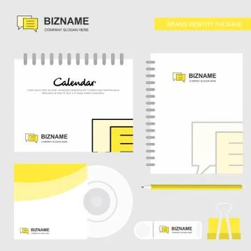 Folder Logo, Calendar Template, CD Cover, Diary and USB Brand Stationary Pack Stock Illustration