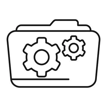 Folder machine tech icon outline vector. Camera power source Stock Illustration