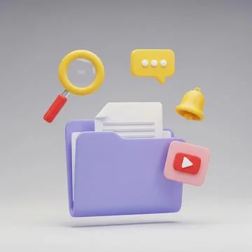 Folder-Maginfy Bell Message Youtube play-1 Stock Illustration