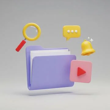 Folder-Maginfy Bell Message Youtube play-2 Stock Illustration