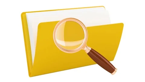 Folder with magnifier, animation. 3D rendering Stock Footage 84510901