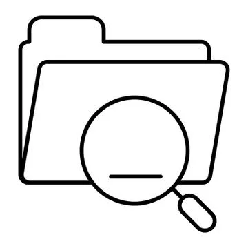 Folder with magnifier thin line icon. Search in folder vector illustration Stock Illustration