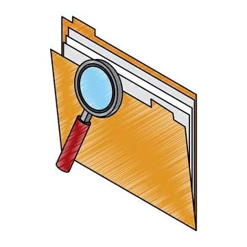 Folder with magnifying glass scribble 库存插图