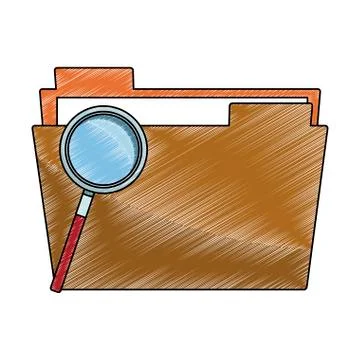Folder with magnifying glass scribble 库存插图