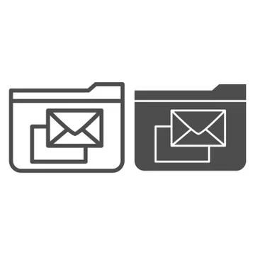 Folder for mail line and glyph icon. Folder with envelope vector illustration Stock Illustration