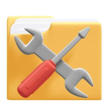 Folder Maintenance Icon with Clipping Path, 3d rendering Stock Illustration