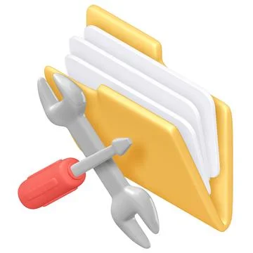Folder Maintenance Icon with Clipping Path, 3d rendering Stock Illustration