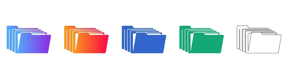 Folder Management System Icons Set Stock Illustration