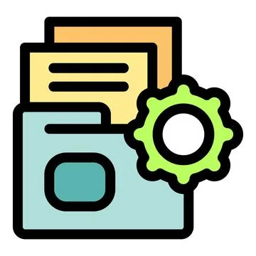 Folder managing files with gear representing automated process Stockillustratie