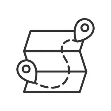 Folder map, icon in line design. Folder map, location folder, map storage Stockillustratie