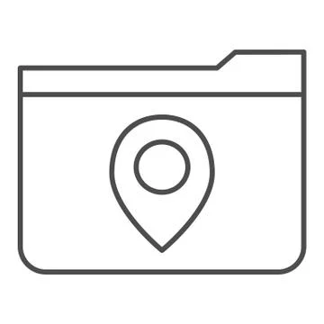 Folder with a map mark thin line icon. Folder location vector illustration Stock Illustration