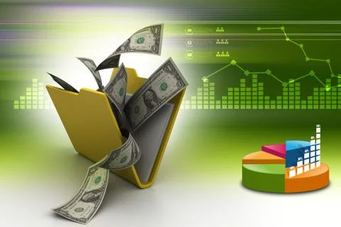 Folder with money in color background Stock Illustration