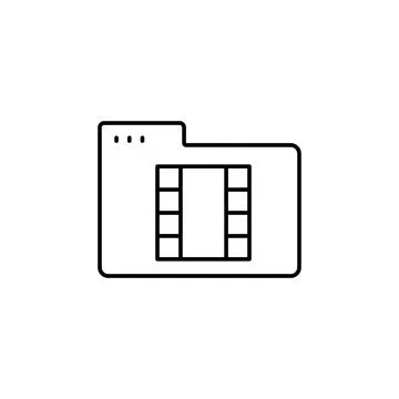 Folder movie icon. Simple line, outline vector of icons for ui and ux, website Stock Illustration