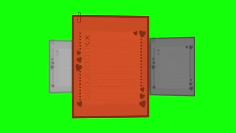 Folder Moving with Hearts on Green Screen Chroma Key Background Stock Footage 337991024