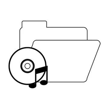 Folder with music cd rom in black and white Stock Illustration