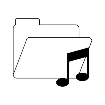 Folder with music note in black and white Stock Illustration