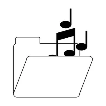 Folder with music notes symbol in black and white Stock Illustration