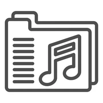 Folder with musical notes line icon, sound design concept, music folder vector Illustrazione stock