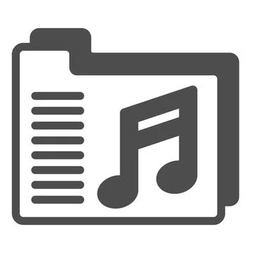 Folder with musical notes solid icon, sound design concept, music folder vector Stock Illustration
